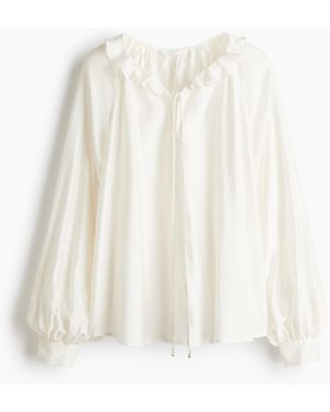 H&M Bluse mit Volantkragen - Weiß