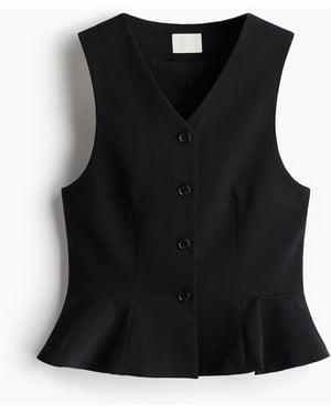 H&M V-neck peplum waistcoat - Schwarz