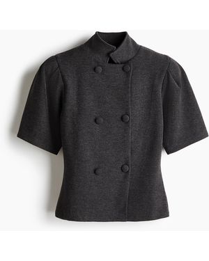 H&M Zweireihiges Shirt mit Stehkragen - Schwarz