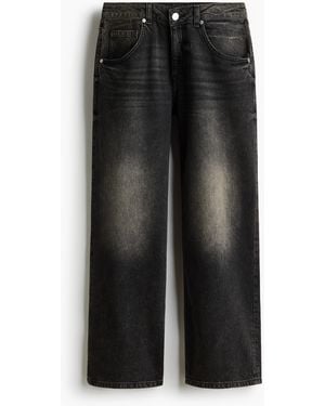 H&M Baggy Low Waist Jeans - Schwarz