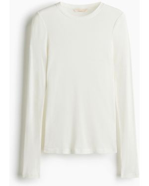 H&M Geripptes Shirt aus Pima-Baumwolle - Weiß