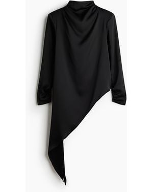 H&M Bindebluse aus Satin - Schwarz