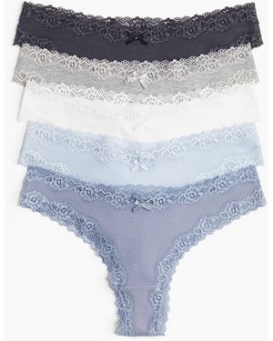 H&M 5er-Pack Brazil Slips aus Baumwolle und Spitze - Blau