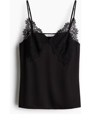 H&M Straptop Met Kant - Zwart