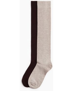 H&M 2er-Pack Kniesocken - Braun
