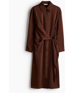 H&M Blusenkleid mit Bindedetail - Braun