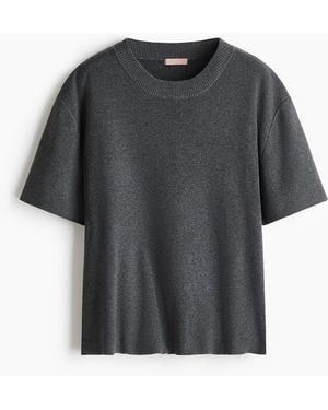 H&M Fijngebreid T-shirt - Grijs
