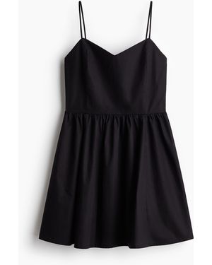 H&M Baumwollkleid mit ausgestelltem Jupe - Schwarz