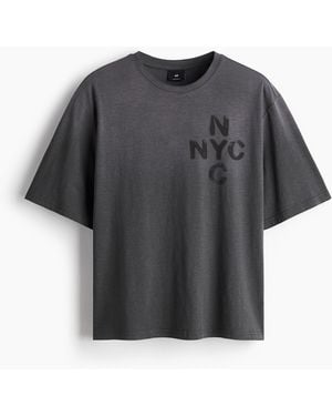 H&M T-Shirt in Oversized Fit - Grau