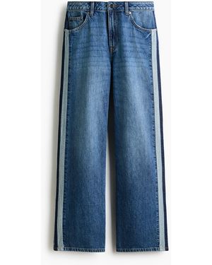 H&M Wide Regular Side-striped Jeans - Blau