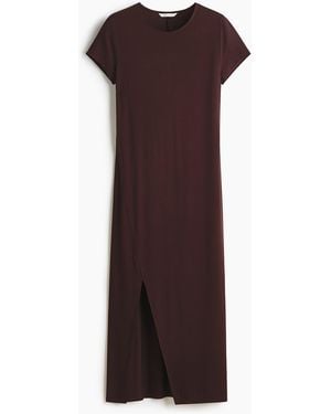 H&M T-Shirtkleid in Midi-Länge - Braun
