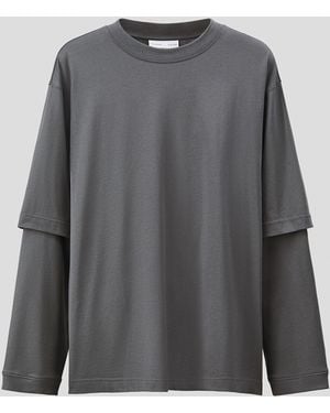 H&M Shirt aus Pima-Baumwolle im Lagenlook - Grau