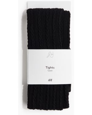 H&M Strumpfhose mit Zopfmuster - Schwarz