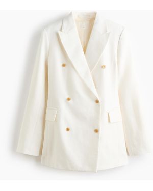 H&M Zweireihiger Leinenblazer - Weiß