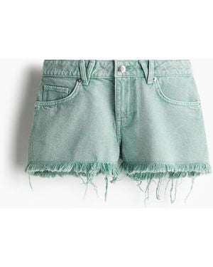 H&M Denimshorts mit Fransenkanten - Grün