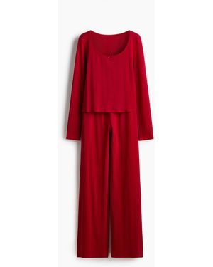 H&M Baumwollpyjama mit Pointellemuster - Rot