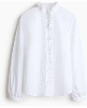H&M Bluse mit Rüschenbesatz - Weiß