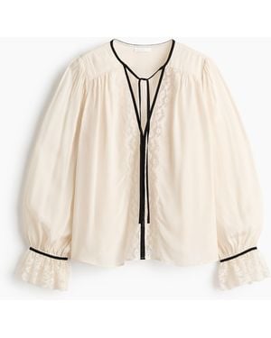 H&M Viskosebluse mit Ballonärmeln - Natur