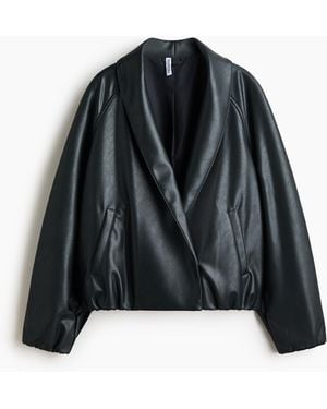 H&M Gecoat Jack Met Sjaalkraag - Zwart