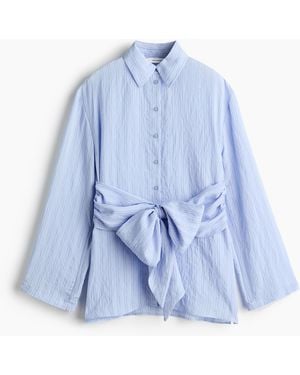 H&M Overhemdblouse Met Strikbanden - Blauw