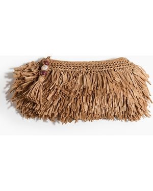 H&M Clutch aus Stroh mit Fransen - Braun