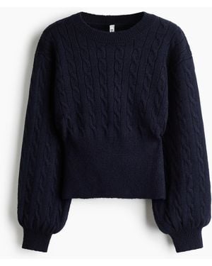 H&M Gebreide Kabeltrui - Blauw