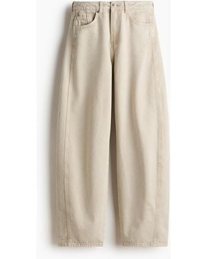 H&M Barrel High Waist Jeans - Naturel