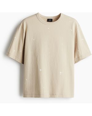 H&M Bedrucktes T-Shirt in Oversized Fit - Natur