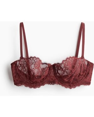 H&M Lace balconette bra - Rot