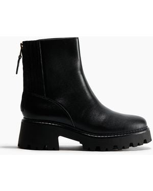 H&M Chunky Ankleboots aus Leder - Schwarz
