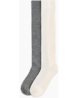 H&M 2er-Pack Kniesocken - Weiß