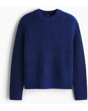H&M Gerippter Pullover in Loose Fit - Blau