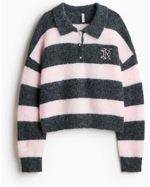H&M Polopullover in Rippstrick - Mehrfarbig