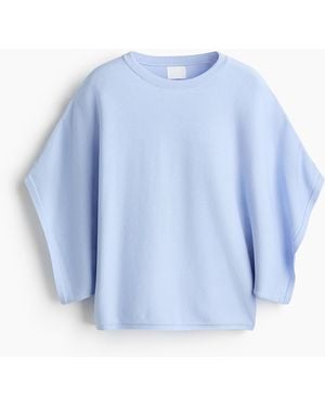 H&M Fijngebreide Boxy Top - Blauw