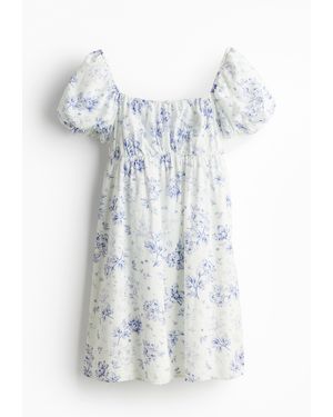 H&M Babydoll-Kleid mit Puffärmeln - Weiß