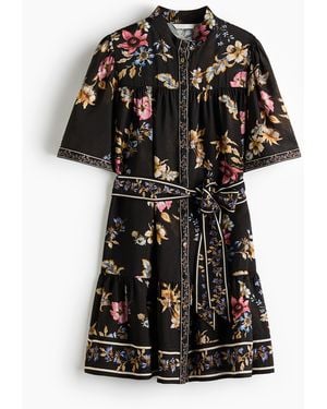 H&M Doorknoopjurk Met Strikceintuur - Zwart