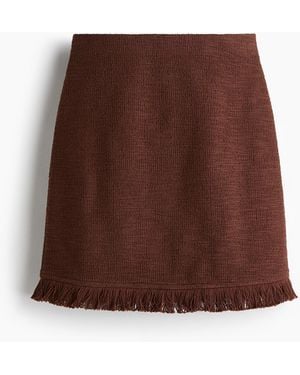 H&M Boucléjupe mit Fransensaum - Braun