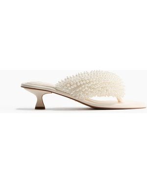 H&M Hohe Sandalen mit Perlen - Weiß