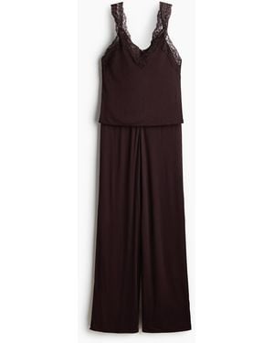 H&M Pyjama mit Spitze - Lila