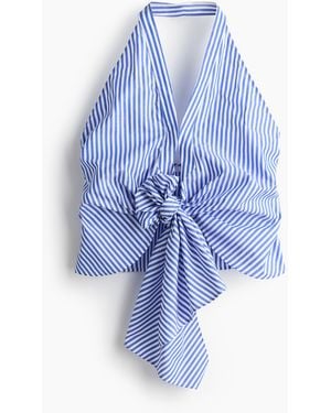 H&M Neckholder-Top mit Knotendetail - Blau