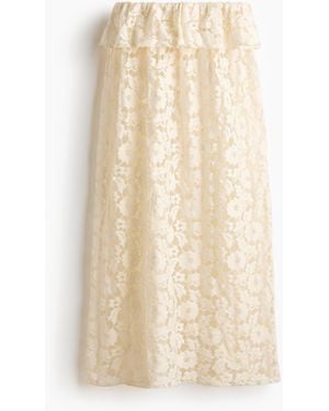 H&M Spitzenjupe in Midi-Länge - Natur