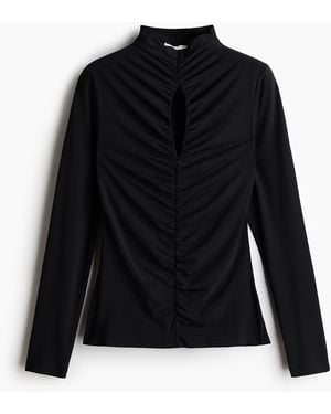 H&M Shirt mit Cut-outs und Drapierung - Schwarz