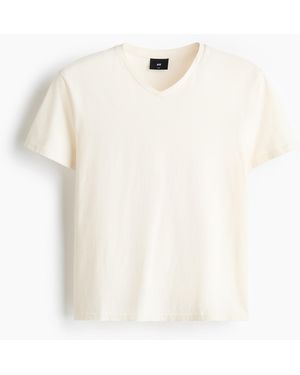 H&M Baumwoll-T-Shirt in Slim Fit - Weiß
