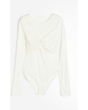 H&M Drapierter Jerseybody - Weiß