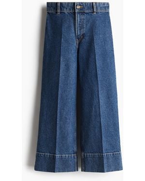 H&M Wide High Cropped Jeans - Blau