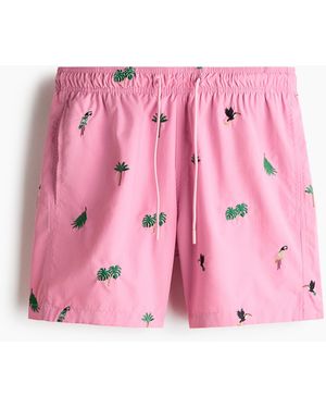 H&M Gemusterte Badeshorts - Pink