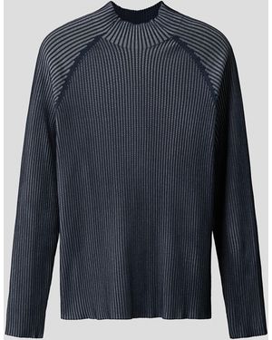 H&M Rippstrickpullover mit Turtleneck in Slim Fit - Blau