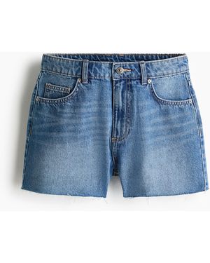 H&M Raw-edge Denim Shorts - Blauw