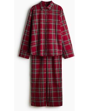 H&M Pyjama Van Katoenen Flanel - Rood