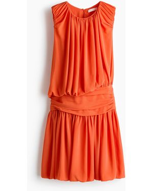 H&M Drapiertes Kleid mit Ballonsaum - Rot